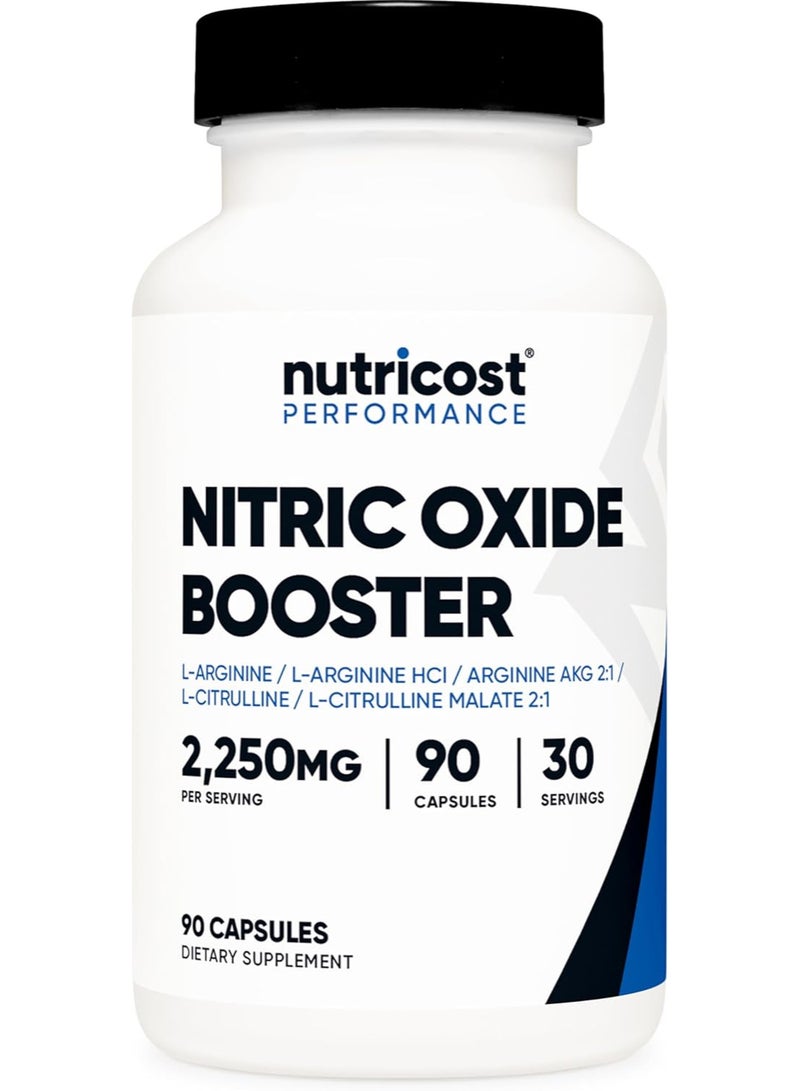 Nutricost Nitric Oxide Booster (2250mg) 90 Capsules - Gluten Free, Non-GMO, 750mg Per Casule, 30 Servings - Image 1